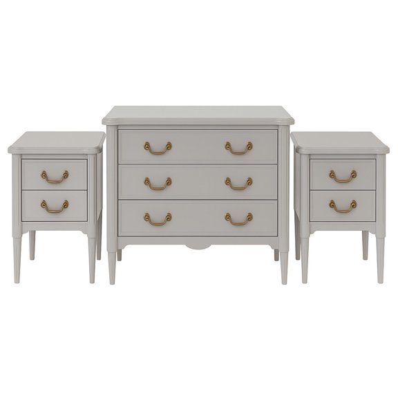 Design House Oxford Traditional End Tables/Nightstands and Chest Set, Gray
