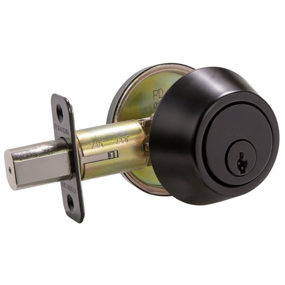 Design House Pro Deadbolt 2-Way Single Cylinder Deadbolt with Latch, Matte Black