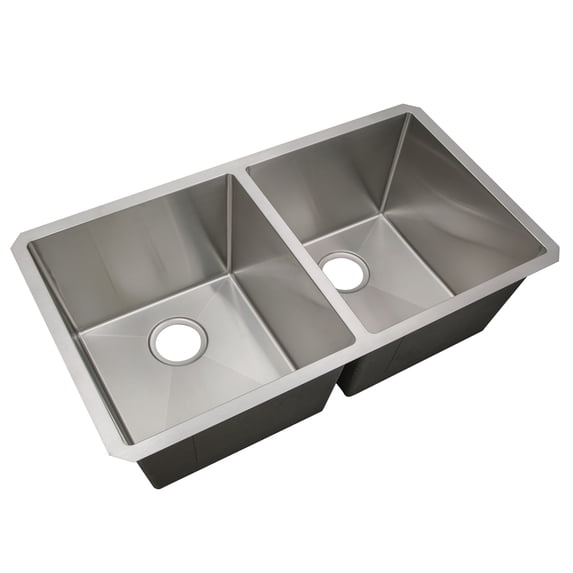 Handmade Stainless Steel Double Bowl Undermount Kitchen Sink, 32 x 18 x 10 in.