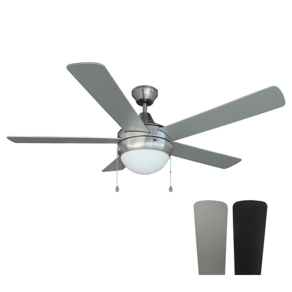 Design House Sadie LED Indoor Ceiling Fan in Brushed Nickel 52-inches