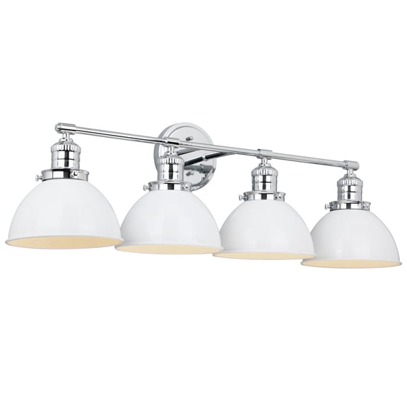 Design House Savannah Farmhouse 4-Light Indoor Dimmable Vanity Light, White/Polished Chrome