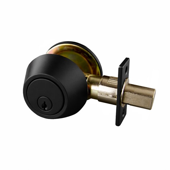 Design House Single Cylinder 6-Way Universal Deadbolt with Latch, Matte Black