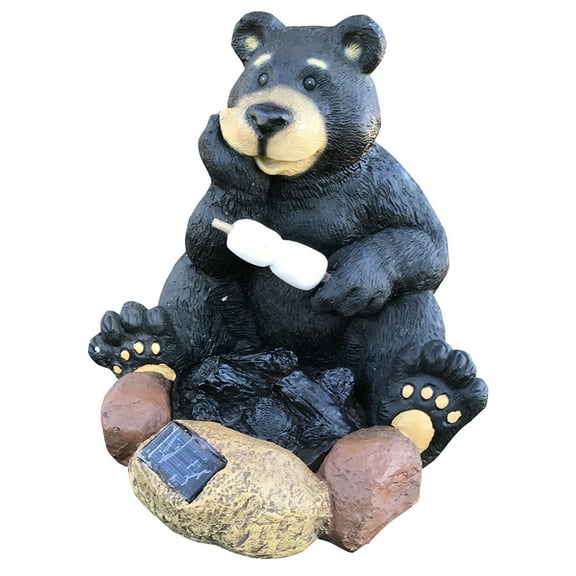 Design House Solar-Powered LED Resin Bear Outdoor Lawn Ornament, 10.8-inch