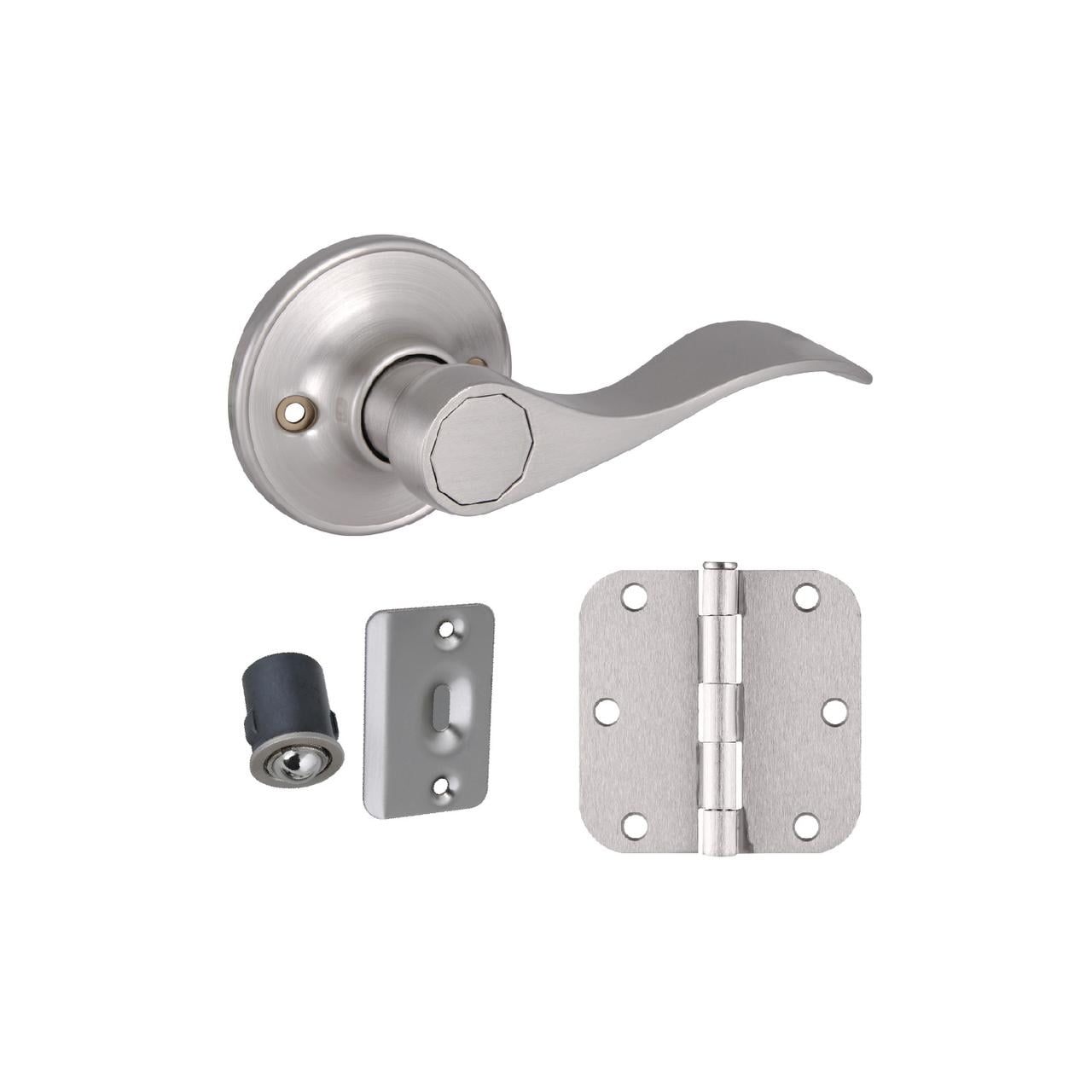 Design House Springdale Door Lever, Ball Catch 2-Pack, and 6-Pack Hinges, Satin Nickel ?  , 191395