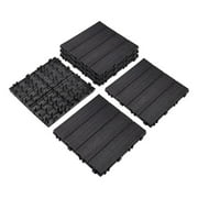 Design House Square Deck Tiles, Interlocking Wood Composite Decking, 1000lb Weight Capacity, Waterproof and UV Protected, Modern Ebony Black, Covers 6 Square Feet, 12-Inch by 12-Inch, 6-Pack