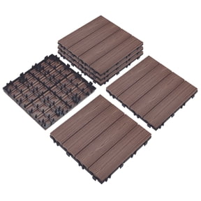 Design House 6-Pack Interlocking Wood Composite 12" x 12" Square Deck Tiles, Russet Canyon Brown