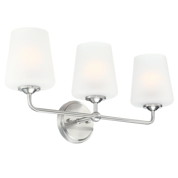 Stasia 24" Satin Nickel 3-Light Dimmable Vanity Light With Frosted Glass and Dual-Mount Option