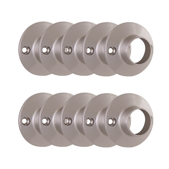 Design House 559179-SN 1-inch Diameter Closet Shower Rod Curtain Mounting Bracket for Bathroom Bedroom Closet Satin Nickel 10-Pack