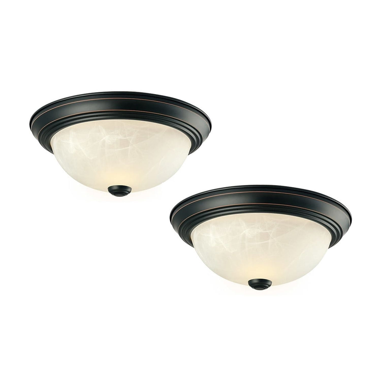 Oil-Rubbed Bronze 11" Traditional Dome Ceiling Light, 2-Pack