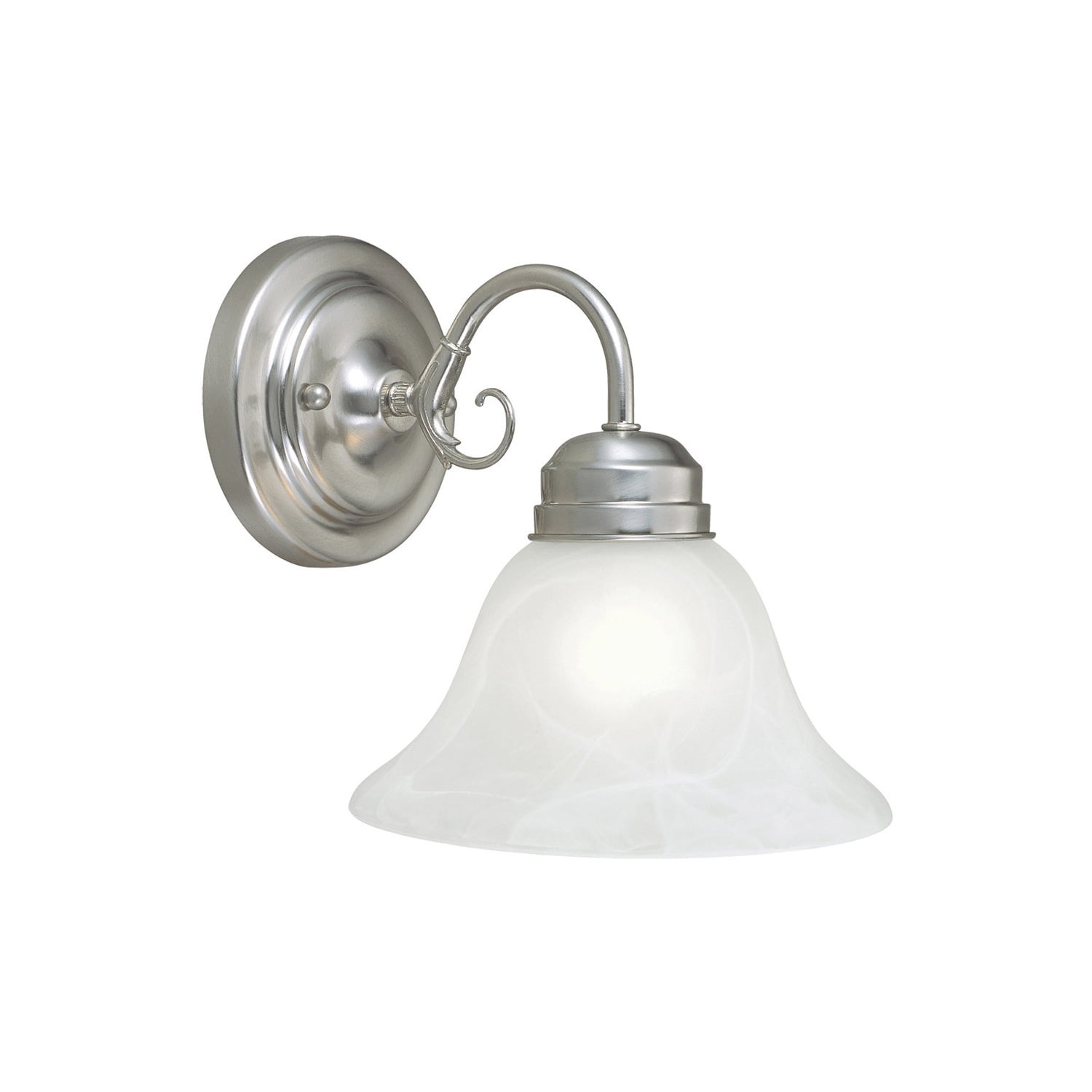 Design House Millbridge Traditional 1-Light Interior Dimmable Satin Nickel Wall Sconce with Alabaster Glass