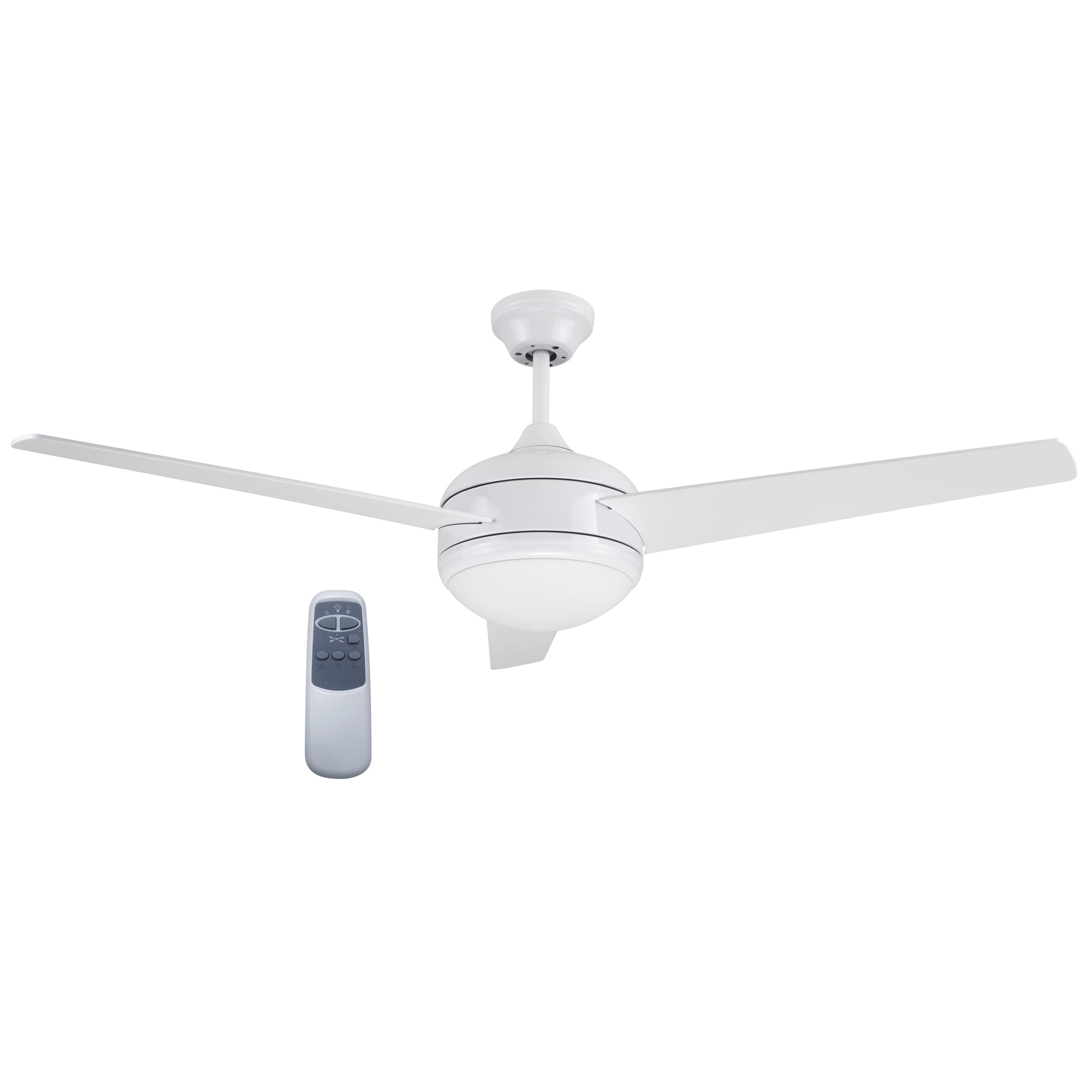 White 52-Inch LED Ceiling Fan with Remote and Light