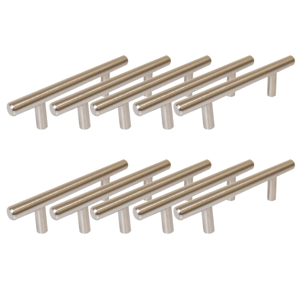 Stainless Steel Modern Bar Cabinet Pulls with Mounting Hardware, 8-Inch, 10-Pack