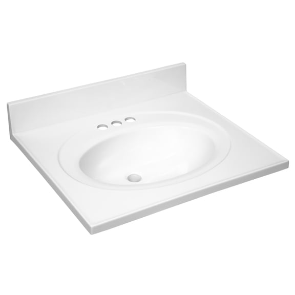 25 Inch Cultured Marble Vanity Top with Backsplash, Improved Package, White – Design House, 586222