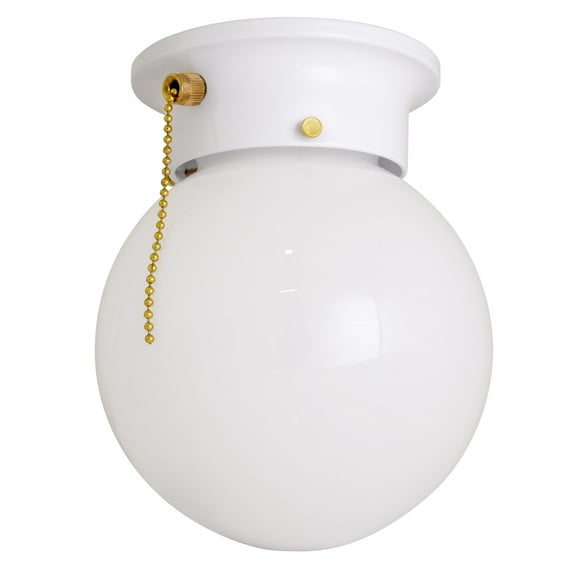 Design House WM051004 Traditional 1-Light Indoor Ceiling Flush Mount Dimmable Globe Light Opal Glass for Bedroom Hallway Kitchen Dining Room, White