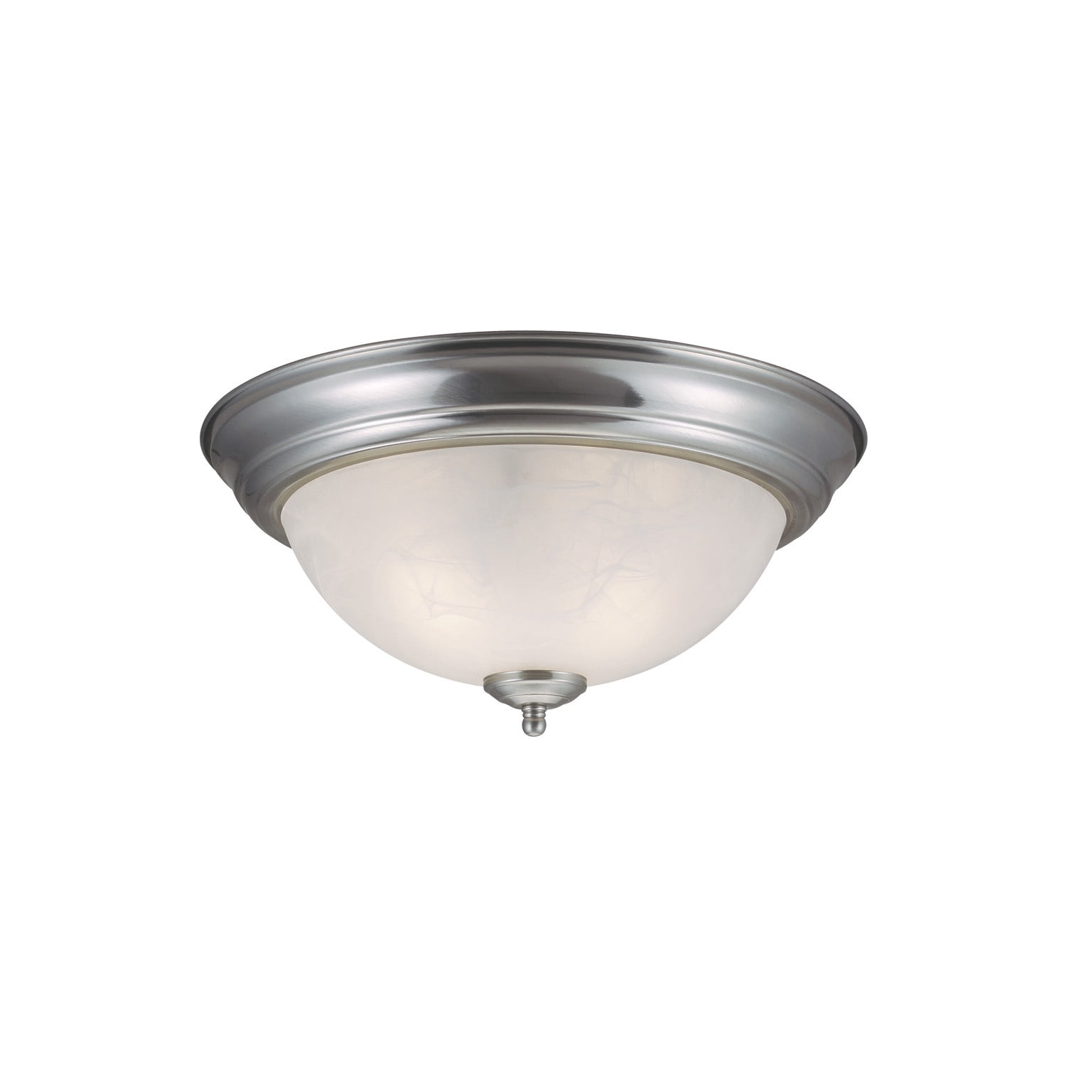 Design House WM051155 Millbridge Traditional 2-Light Indoor Flush Mount Ceiling Light Dimmable Alabaster Glass for Bedroom Dining Room Kitchen, Satin Nickel
