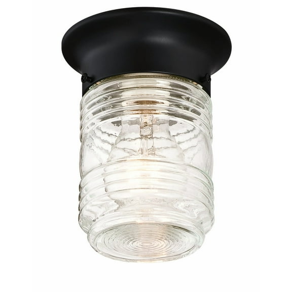 Design House Jelly Jar 1-Light Indoor/Outdoor Flush Mount Ceiling Light, Matte Black