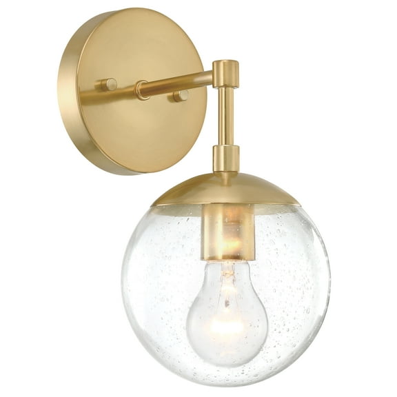 Design House WM158887-SG Gracelyn Modern Indoor Dimmable 1-Light Wall Light with Clear Seedy Glass Globe Shade for Kitchen Hallway Bedroom Bathroom, Satin Gold