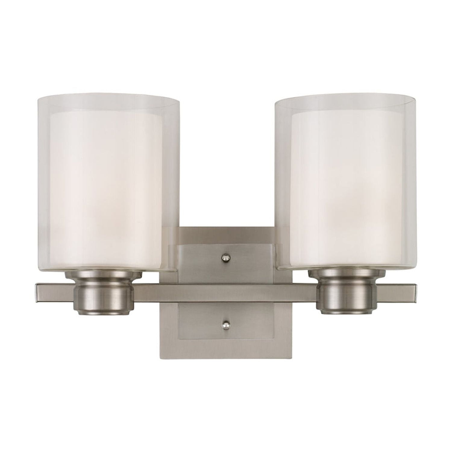 Design House Oslo Traditional 2-Light Indoor Dimmable Wall Light with Double Glass Shades, Satin Nickel