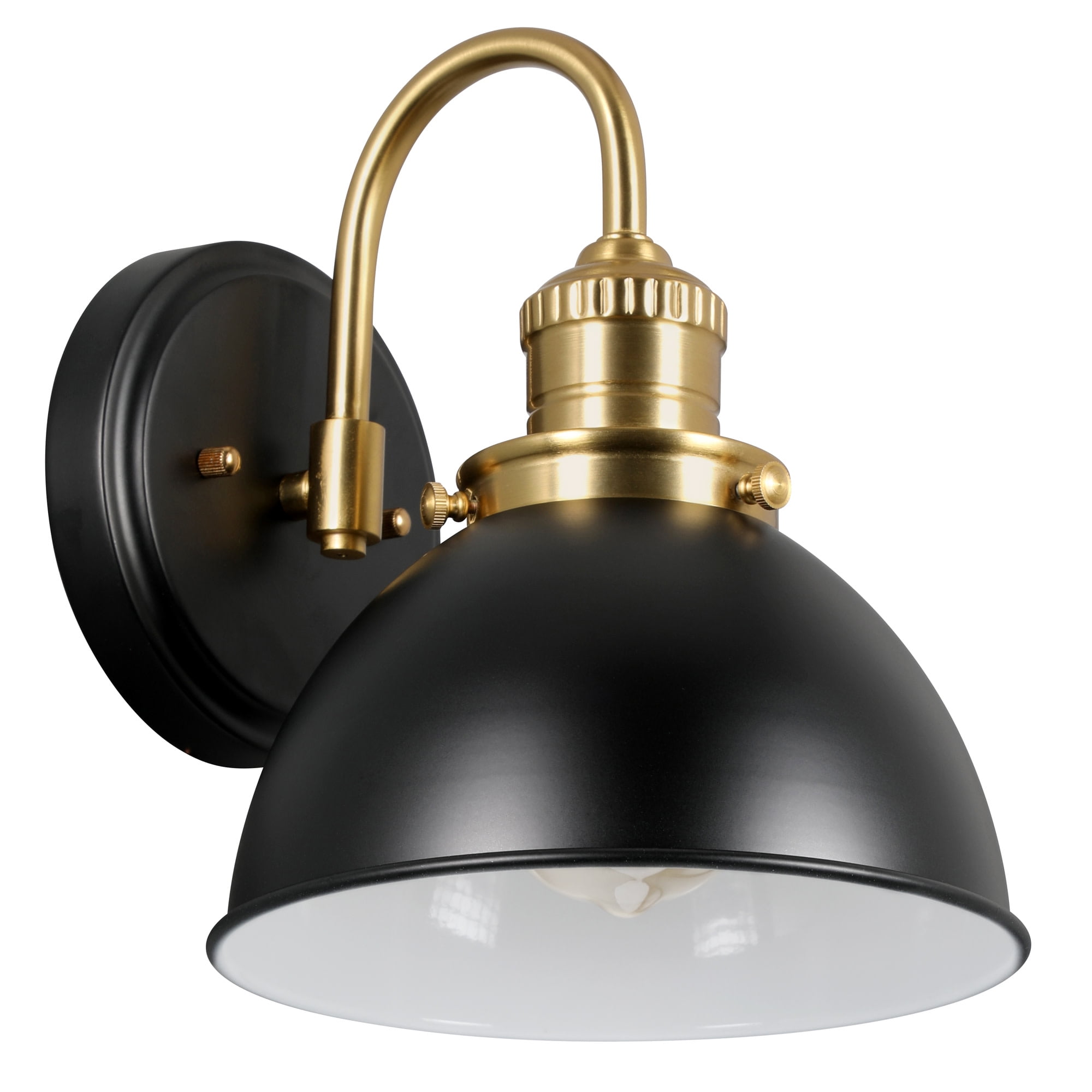 Design House WM358829-BGD Savannah Farmhouse 1-Light Indoor Dimmable Wall Light Matte Black Metal Shade for Hallway Foyer Kitchen, Matte Black and Satin Gold