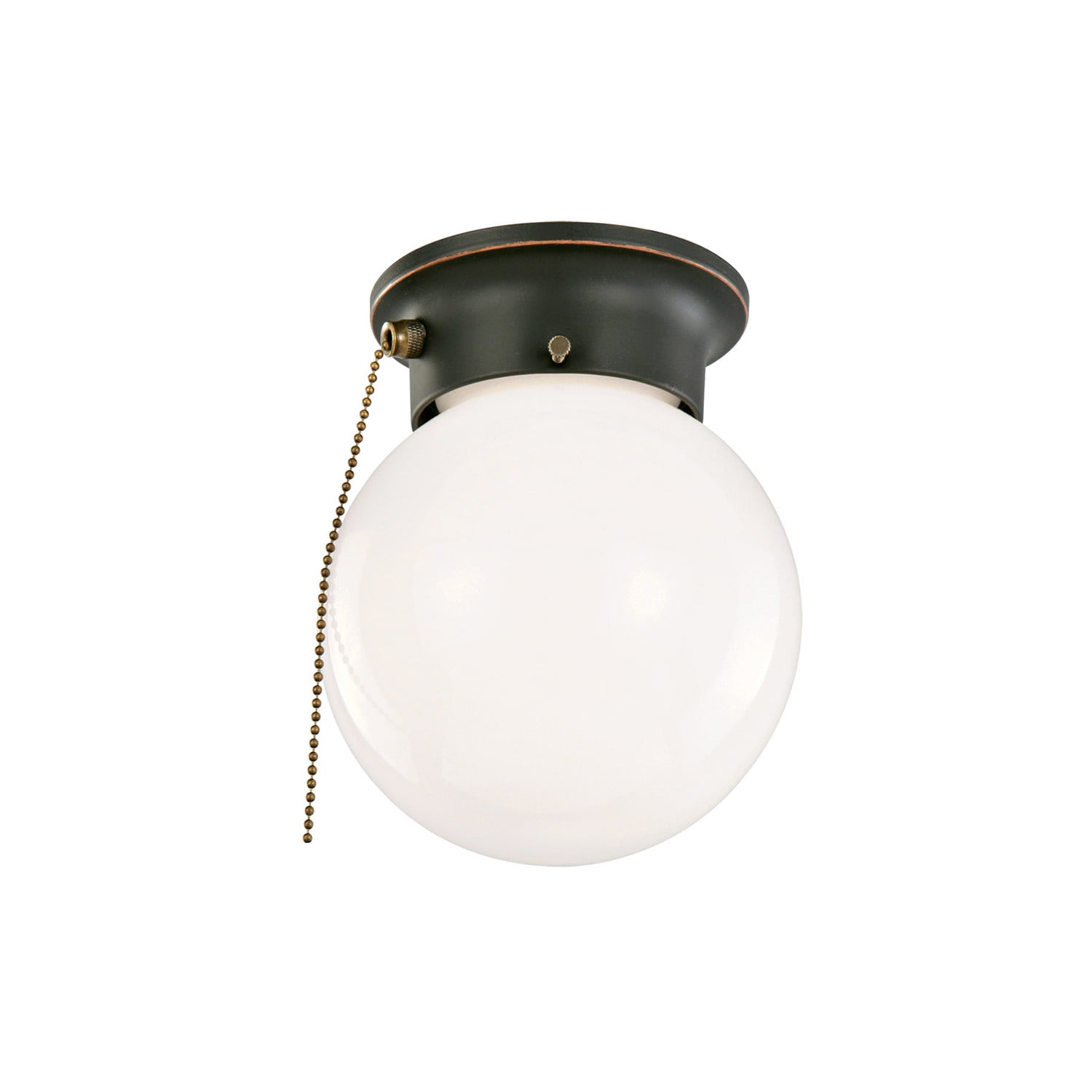 Design House WM451926 Traditional 1-Light Indoor Ceiling Flush Mount Dimmable Globe Light Opal Glass for Bedroom Hallway Kitchen Dining Room, Oil Rubbed Bronze