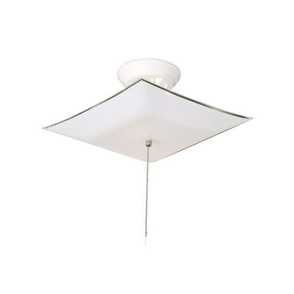 Design House WM551780 Traditional 2-Light Indoor Semi-Flush 12 Inch Ceiling Mount Square Frosted White Glass for Bedroom Hallway Kitchen Dining Room, White