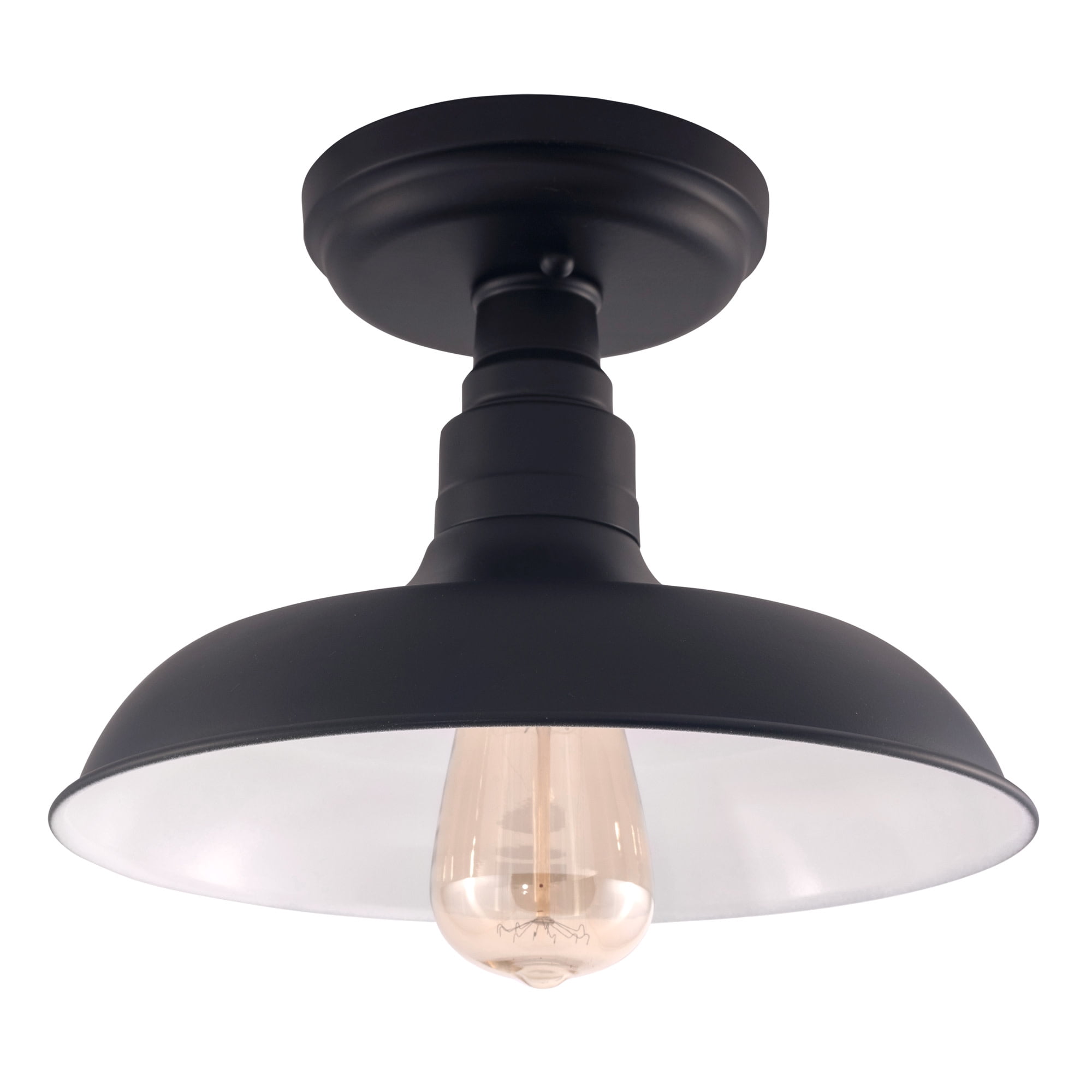 Design House Kimball 1-Light Indoor Semi-Flush Ceiling Mount Light with Metal Shade, Matte Black