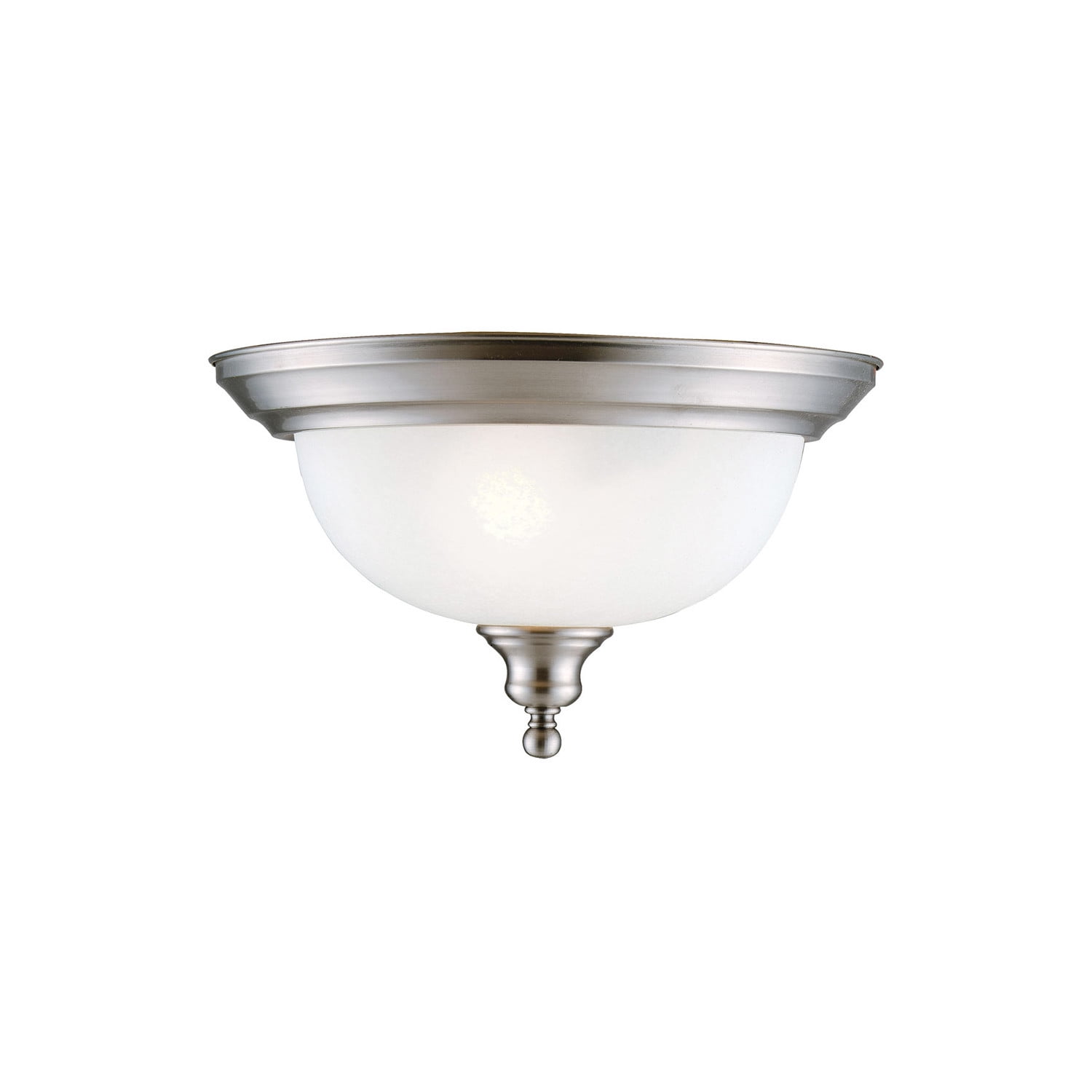 Design House WM751029 Bristol Traditional 2-Light Indoor Flush Mount Ceiling Light Dimmable Alabaster Glass for Bedroom Dining Room Kitchen, Satin Nickel