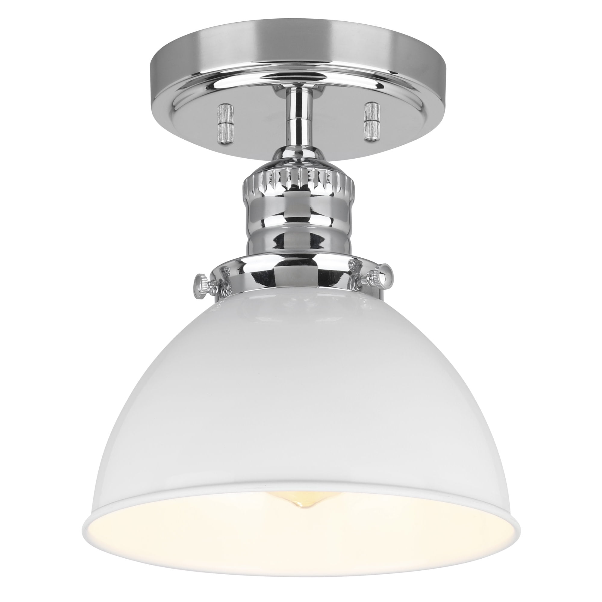 Design House WM958831-PC Savannah Semi Flush Ceiling Light Fixture with Satin White Shade, Polished Chrome