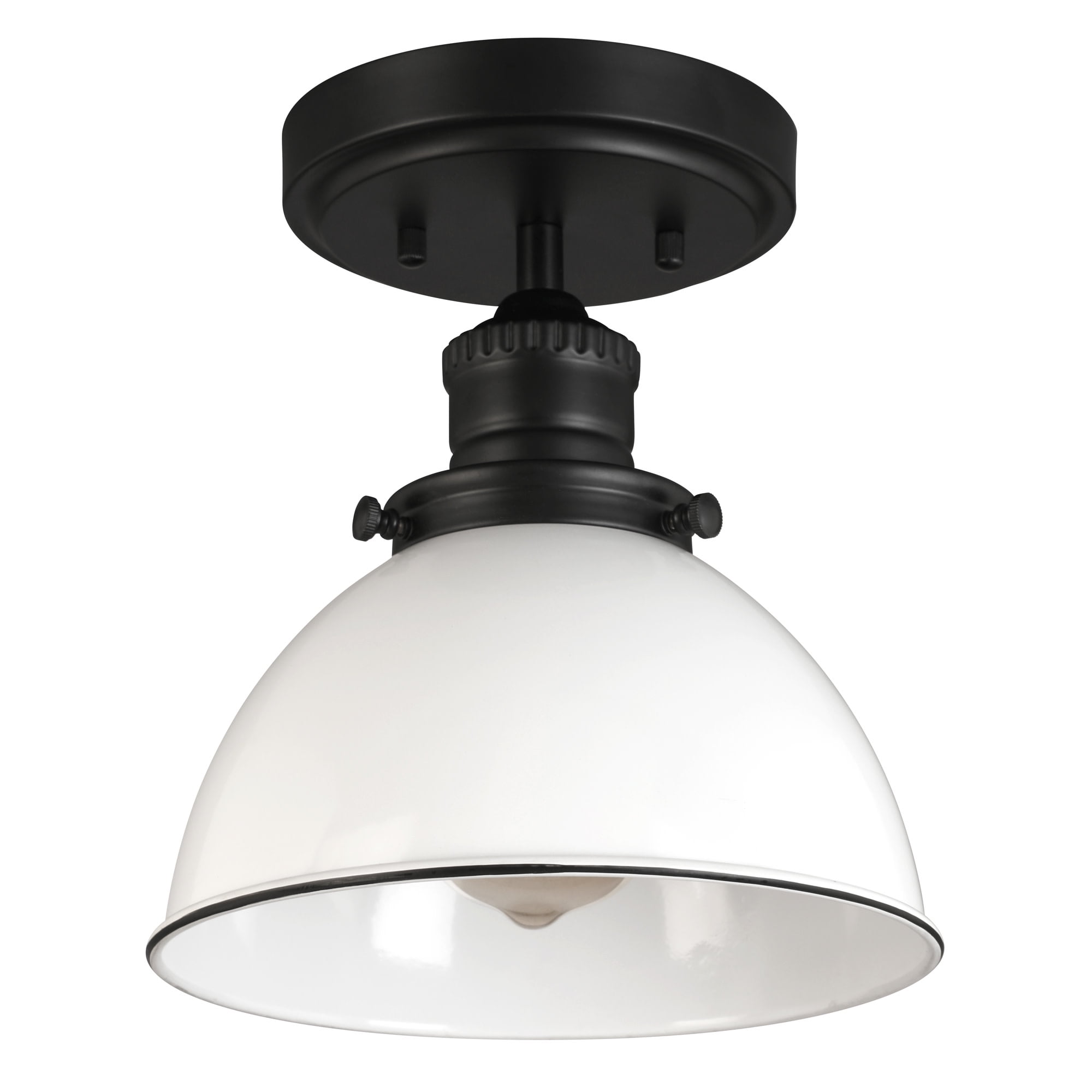 Design House Savannah Farmhouse 1-Light Indoor Semi-Flush Mount Ceiling Light, White/Matte Black