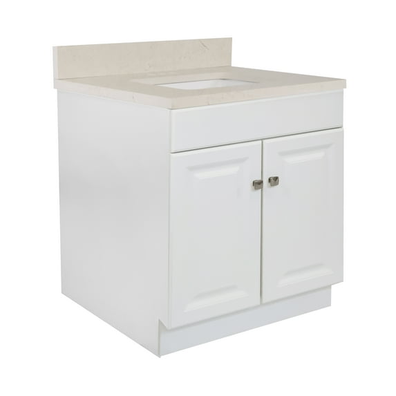 Design House Wyndham 30 inch Unassembled 2-Door Bathroom Vanity in White with Quartz Giallo Vanity Top