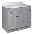 thumbnail image 1 of Design House Wyndham 37-Inch Vanity in Gray with Cultured Marble Top, Fully Assembled, 1 of 18