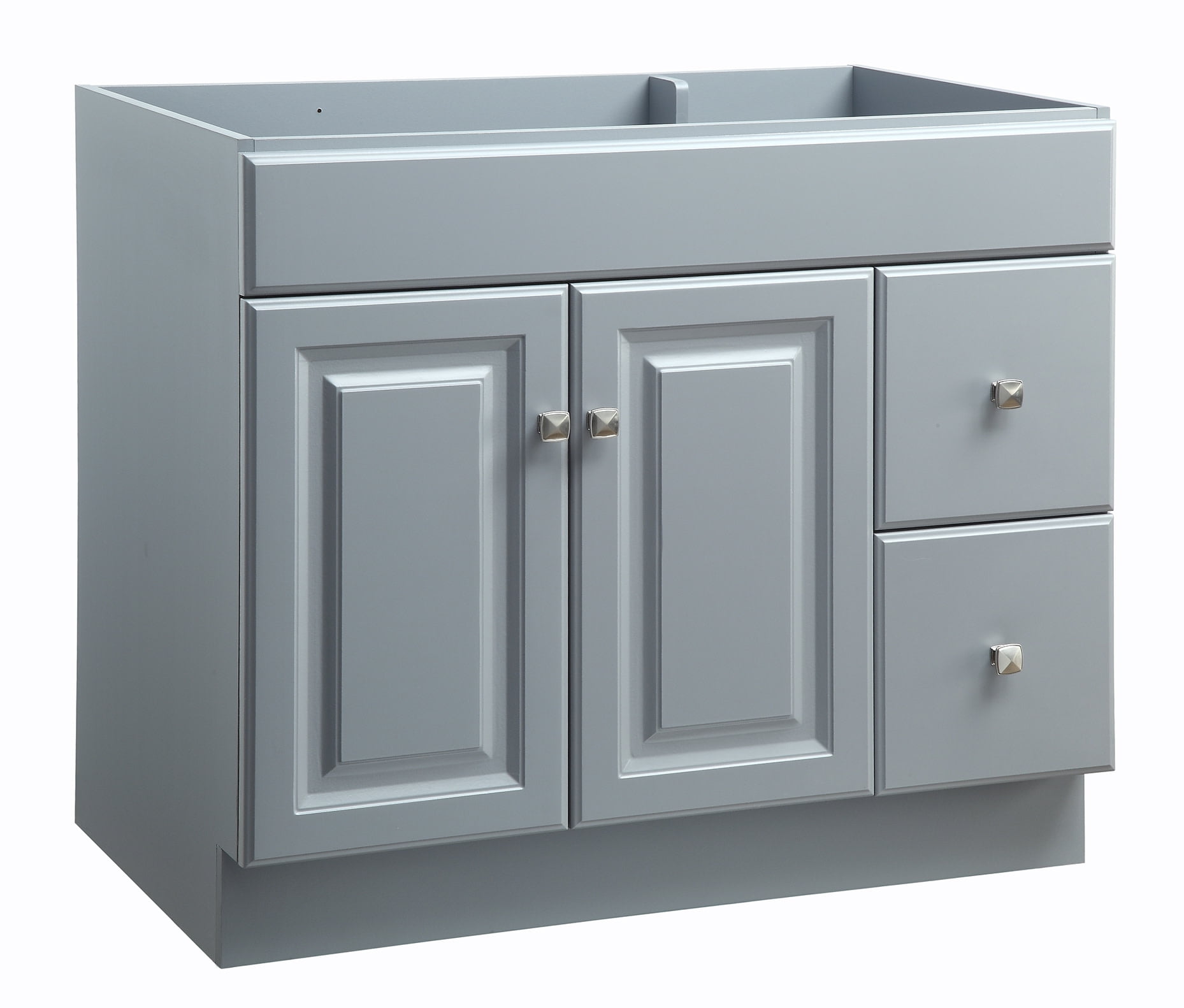 Design House Wyndham 36" Solid Wood Ready to Assemble 2-Door and 2-Drawer Bathroom Vanity Cabinet, Gray