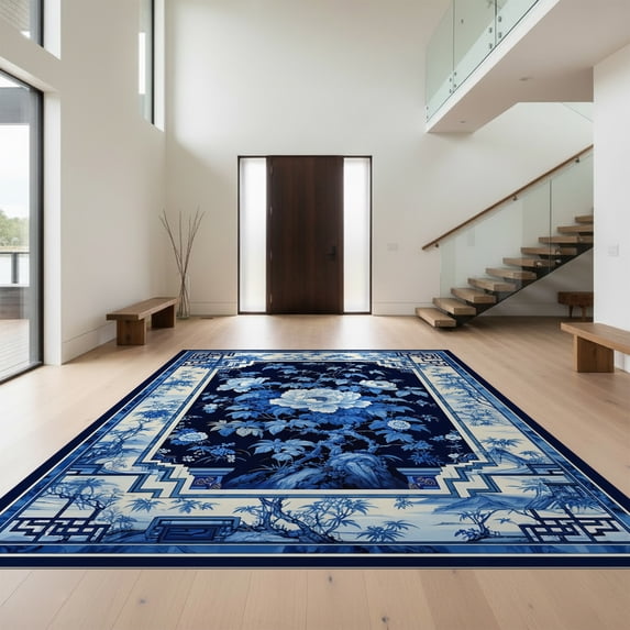 Design&I 2'x3' Ultra Soft Door Mat, Deep Blue White Sophisticated ...