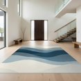thumbnail image 1 of Design&I 2'x3' Ultra Soft Door Mat, Dusty Blue Charcoal Wavy Stripes Abstract Minimalist Ombre Design Fluffy Washable Easy Care Indoor rug for Bedside Entryway, 1 of 7