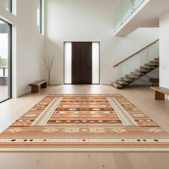 Design&I 2'x3' Ultra Soft Door Mat, Entryway Striped Ru Doormat Geometric Border Door Front Entrance None Fluffy Washable Easy Care Indoor rug for Bedside Entryway