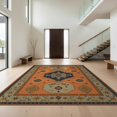 thumbnail image 1 of Design&I 2'x3' Ultra Soft Door Mat, Orange Navy Elegance with Symmetrical Intricate Geometric and Floral Motifs, Vintage Fluffy Washable Easy Care Indoor rug for Bedside Entryway, 1 of 3