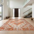 thumbnail image 1 of Design&I 2'x3' Washable Accent Rug Orange Vintage Burnt Distressed Trellis Lattice Terracotta Print for Kitchen, Pet Station, Friendly & Non-Slip Built-In Grip, 1 of 7