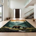 thumbnail image 1 of Design&I 2'x3' Washable Accent Rug Pet Friendly & Non-Slip Built-In Grip Cabin Cub Wildlife Woodland Sunset Motif Bathroom Medieval Print for Kitchen, Station, 1 of 7