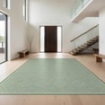 thumbnail image 1 of Design&I 2'x3' Washable Accent Rug Pet Friendly & Non-Slip Built-In Grip Sage Cream Crosshatch Trellis Symmetrical Lattice Framework Bathroom for Kitchen, Station, 1 of 7