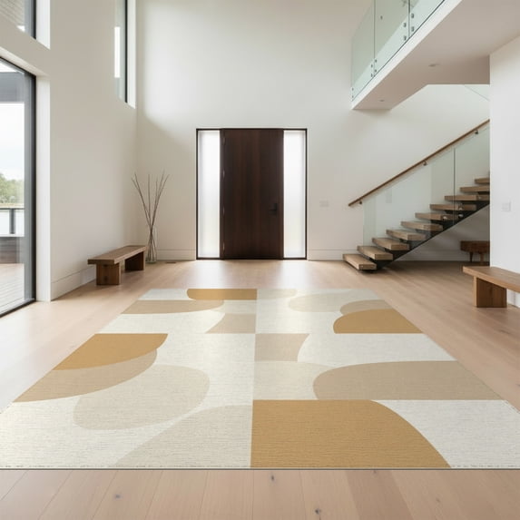 Design&I 2'x3' Washable Doormat Beige Cream Blended Field Understated Asymmetric Neutral Plush for Entryway, Indoor, Ultra-Thin & Non-Slip Skid-Resistant