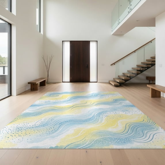 Design&I 2'x3' Washable Doormat Ultra-Thin & Non-Slip Skid-Resistant Abstract Rgu Swirl Gentle Speckled Plush Large Classroom Playroom for Entryway, Indoor