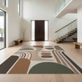 thumbnail image 1 of Design&I 2'x3' Washable Throw Rug Earth Tones Abstract Geometric Mid-Century Modern Curved Design for Hallway, Laundry Room, Low Profile Daily Traffic Ready Accent, 1 of 7