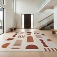thumbnail image 1 of Design&I 2'x3' Washable Throw Rug Low Profile Daily Traffic Ready Accent Beige Terracotta Geometric Abstract Modern Shapes with Minimalist Design for Hallway, Laundry Room, 1 of 7