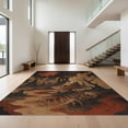 thumbnail image 1 of Design&I 2'x3' Washable Throw Rug Low Profile Daily Traffic Ready Accent Burnt Orange Black Gothic Landscape Skull Motif Eerie Mountain and River Design Dark for Hallway, Laundry Room, 1 of 7