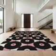 thumbnail image 1 of Design&I 2'x3' Washable Throw Rug Low Profile Daily Traffic Ready Accent Music Note Grid With Retro Cd Disc Checkered Design Vinyl Record for Hallway, Laundry Room, 1 of 7