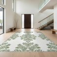 thumbnail image 1 of Design&I 2'x3' Washable Throw Rug Low Profile Daily Traffic Ready Accent Sage Cream Farmhouse Botanical Sprig Gentle Framing Bathroom for Hallway, Laundry Room, 1 of 7