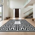 thumbnail image 1 of Design&I 2'x3' Washable Throw Rug Low Profile Daily Traffic Ready Accent Traditional Greek Key Geometric Maze Bold Fretwork Frame Border for Hallway, Laundry Room, 1 of 7