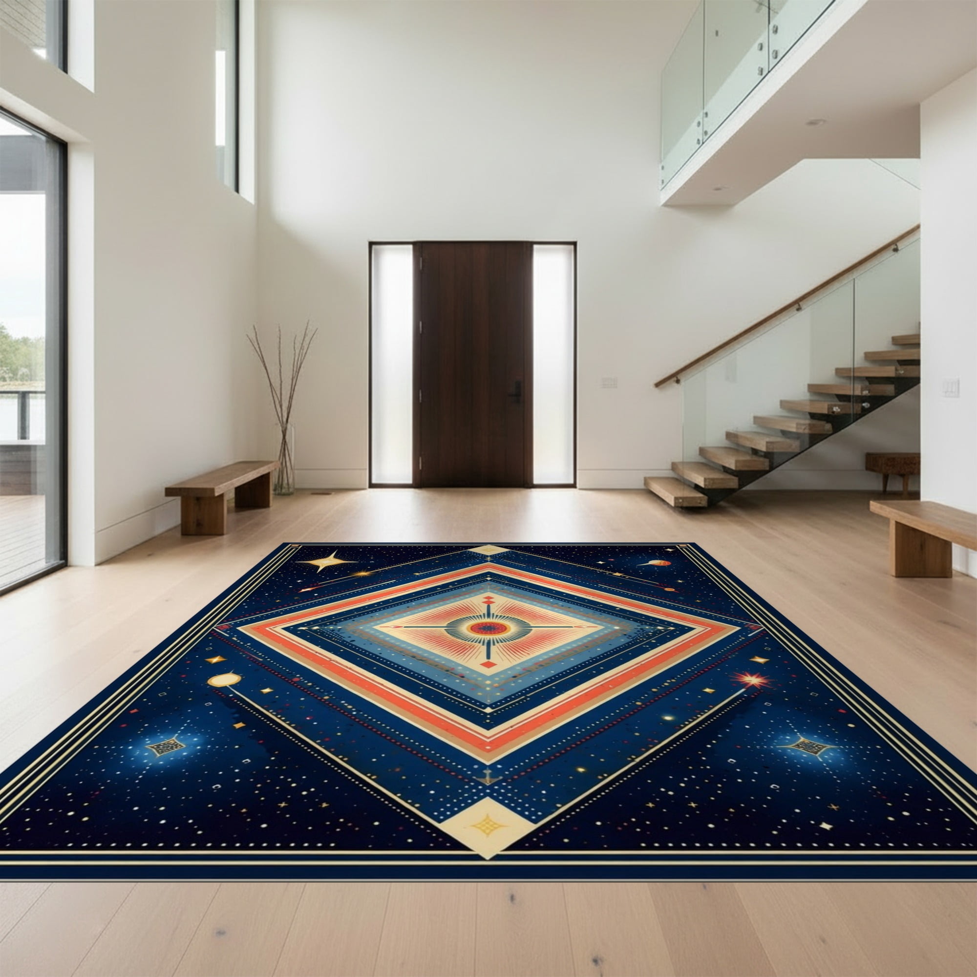 Multiple Patterned Rug Design&I 3'x5' Ultra Soft Throw Mat, Geometric Starry Motif Patchwork ...