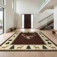 thumbnail image 1 of Design&I 3'x5' Ultra Soft Throw Mat, Hunting Trophy Motif With Bear Paw Print And Antler Tree Frame Deer Flowing None Fluffy Washable Easy Care Indoor rug for Bedside Hallway, 1 of 7