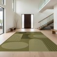 thumbnail image 1 of Design&I 3'x5' Ultra Soft Throw Mat, Olive Green Geometric Design Rectangular Art Inspired Abstract Shapes Fluffy Washable Easy Care Indoor rug for Bedside Hallway, 1 of 3
